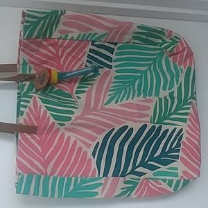 ECCOLO. Canvas pom-pom tote NWT